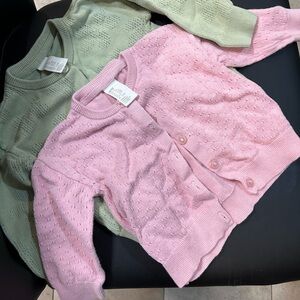 H&M Pink and Green Kids Cardigan Set